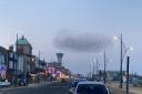 A large murmuration of starlings was spotted over Great Yarmouth