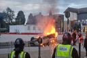 Violence unfolded in Sunderland on Friday night, with cars and a police station set on fire. Image: Daniel Hordon/Northern Echo