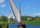 Wherry Hathor sailing past How Hill.