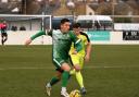 Gorleston's Jake Spooner drives forward with the ball