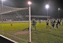 Connor Ingram scores Gorleston's third against Acle.