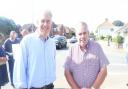 Great Yarmouth MP Sir Brandon Lewis and councillor Carl Annison by the busy Beccles Road. Picture - Supplied