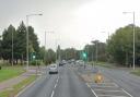 A set of traffic lights on the A47 in Gorleston outside the James Paget hospital.