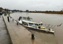 A sunken boat at Reedham on the River Yare that has since been raised by the BA