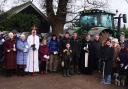 Almost 30 people gathered to see the blessing of a plough ahead of farming season