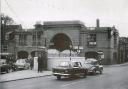 The Carnegie Library and tram depot on Gorleston High Street which were demolished in 1975.