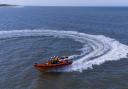 Hemsby Independent Lifeboat out at sea.