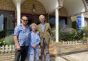 Property manager Andy Ingram, organist Margaret Gee and Reverend Andrew King outside Christchurch in Great Yarmouth.