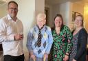 A cardboard cutout of John Calthorpe with his three grandchildren at a celebration of his life at the Pier Hotel in Gorleston.