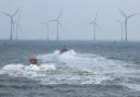 Caister Lifeboat's new £1.6m vessel in training near Scroby Sands with the Bernard Matthews lifeboat.