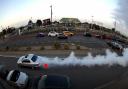 The camera captured the car wheel spinning in Great Yarmouth