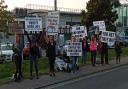 Action Against Animal Cruelty East Anglia demonstrating outside of the Yarmouth Stadium