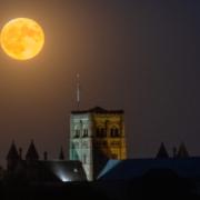 The supermoon over St Albans Cathedral in June 2022