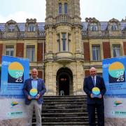 Cllr Carl Smith (right), Leader of Great Yarmouth Borough Council, and Cllr Steve Gallant, Leader of East Suffolk Council, announce the joint bid to become the UK City of Culture 2025, at Somerleyton Hall