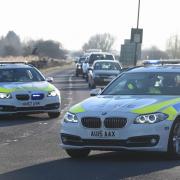 Police at the scene of an accident on the A1064 at the junction with the B1152, Billockby near Acle, causing a substantial tailback of traffic. Picture: DENISE BRADLEY