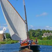 Wherry Hathor sailing past How Hill.