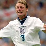 Stuart Pearce celebrates after scoring in the penalty shoot-out against Spain in Euro 96. Photo: Sean Dempsey/PA