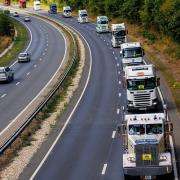 The convoy heading past on the A47 after leaving Norwich.