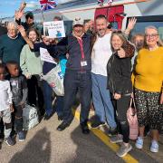 Malcolm Metcalf is given a warm welcome at Great Yarmouth train station