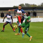 Gorleston's Panashe Mundawarara battles for the ball