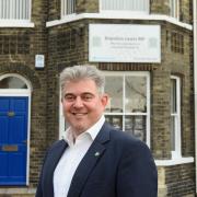 Brandon Lewis outside his Great Yarmouth office