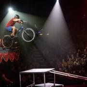 World record breaking biker Andrei Burton is thrilling audiences at Great Yarmouth Hippodrome's Christmas show.