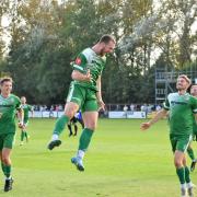 Gorleston celebrate third goal in the Bedford game