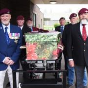 Veterans ready to carry the coffin at the funeral of Alan Cole at Gorleston.