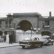 The Carnegie Library and tram depot on Gorleston High Street which were demolished in 1975.