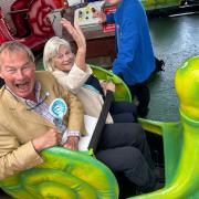 Rupert Lowe MP had made his first donation. He is seen with Ann Widdecombe riding the Joyland snails