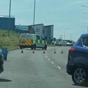 A crash has closed a road in Great Yarmouth