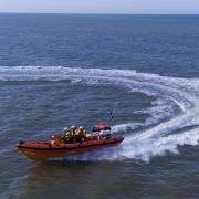 Hemsby Independent Lifeboat out at sea.