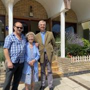 Property manager Andy Ingram, organist Margaret Gee and Reverend Andrew King outside Christchurch in Great Yarmouth.