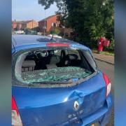 One of many cars smashed in the Bradwell area