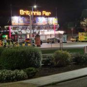 Emergency services outside of Britannia Pier in Great Yarmouth last night