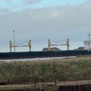 The MV Ruby cargo ship docked at Great Yarmouth