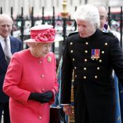 The Queen with Bruno Peek at Westminster Abbey during the Commonwealth Day flag raising