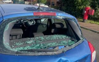 A car damaged during a spate of break-ins in Bradwell.